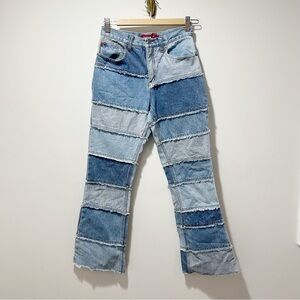 Y2K Vintage Zana Di Patchwork Flared Jeans Size 25 1990s Boho Denim Festival